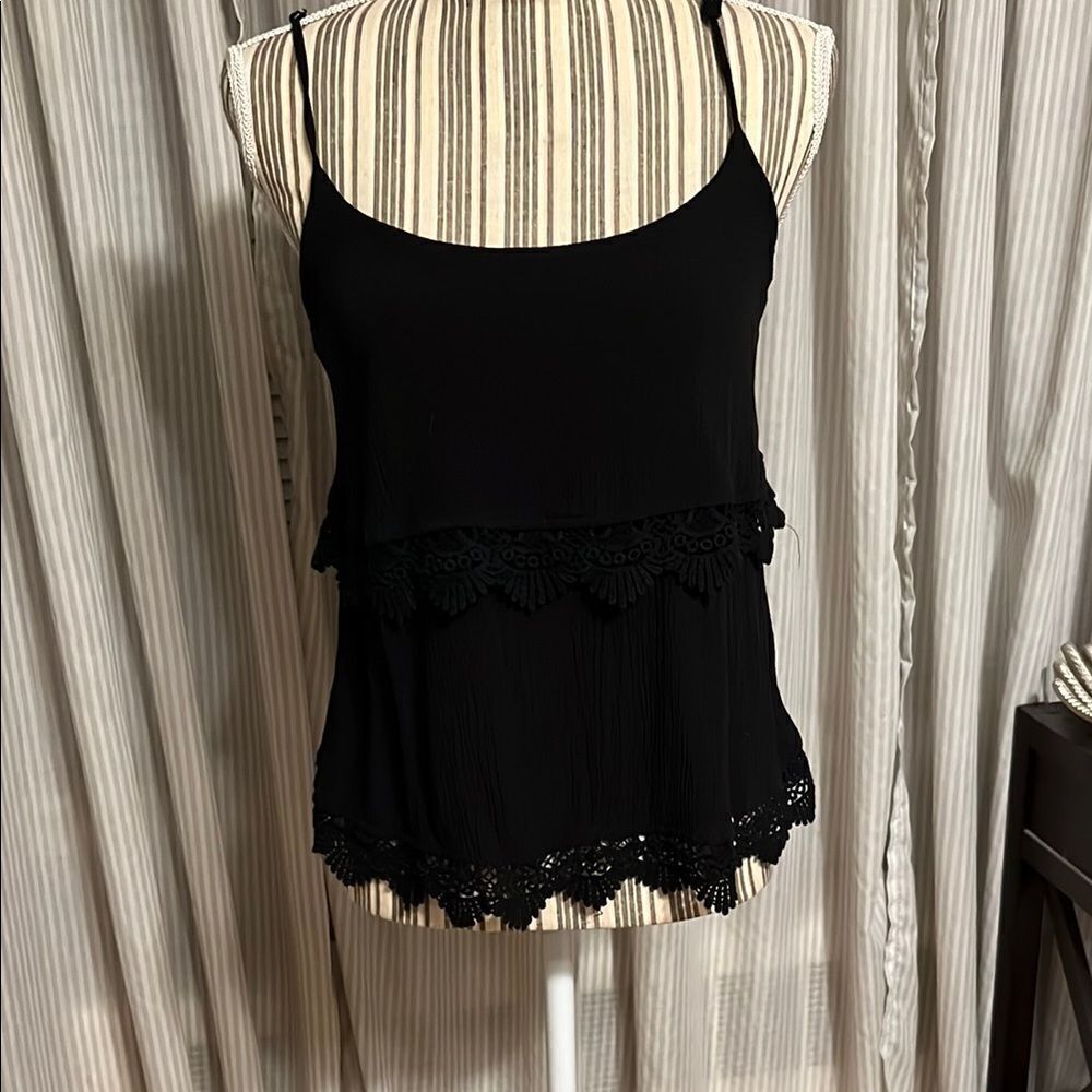 Garage Black Lace Trim Women's Top. Small